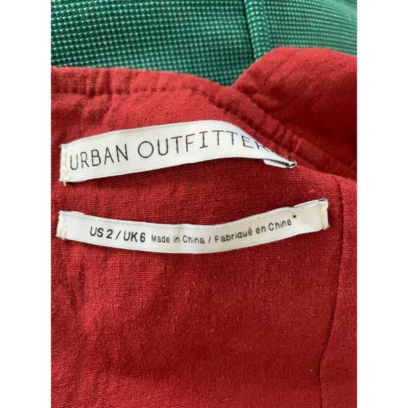 Urban Outfitters Women Angelique Belted Sleeveless Linen Mini Dress Red Size 2 - Picture 7 of 9